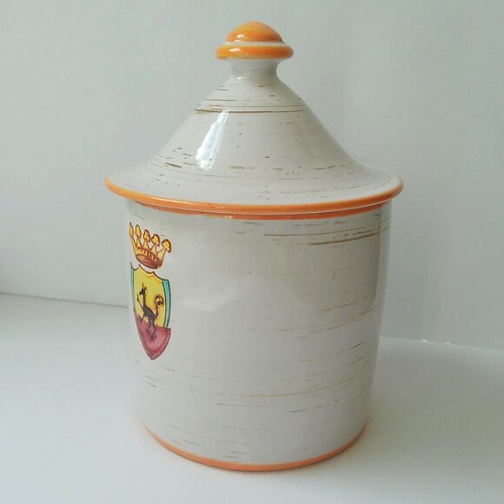 Made In Italy Ceramic Storage Container Limited Edition White Crested Cookie Jar - Picture 4 of 12